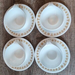 Vintage Corelle Gold Butterfly Tea Cups and Saucers